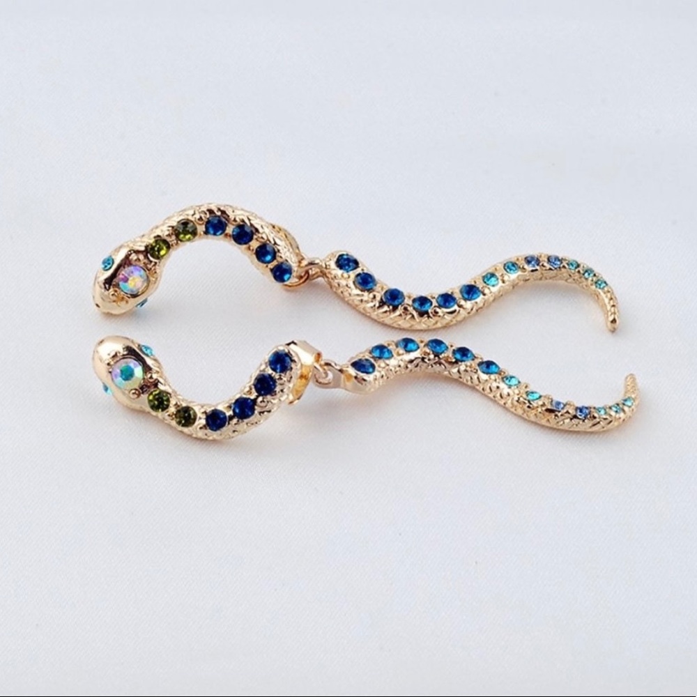 Boho Snake Cubic Zirconia Earrings - Picture 4 of 4